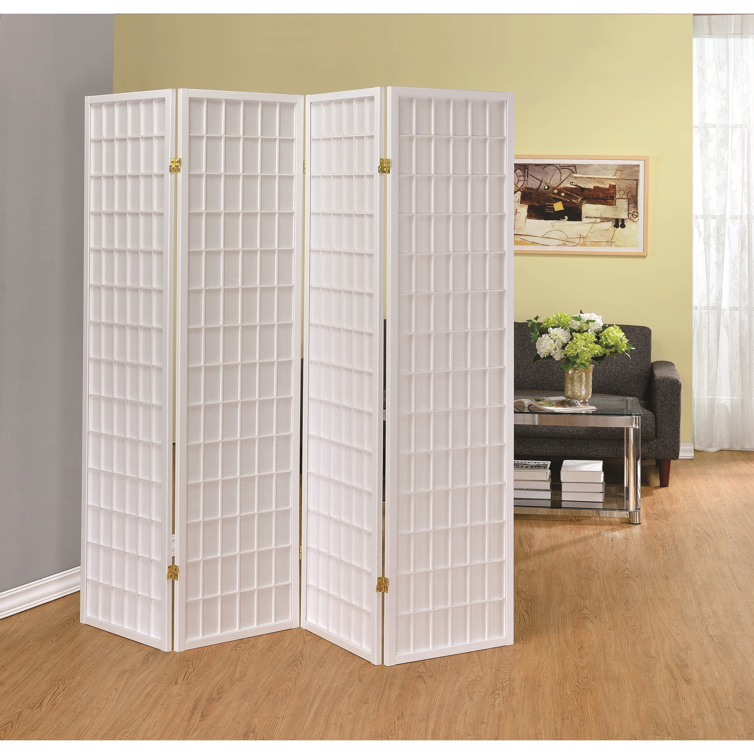 Coaster Folding Screens 902626 Four Panel White Folding